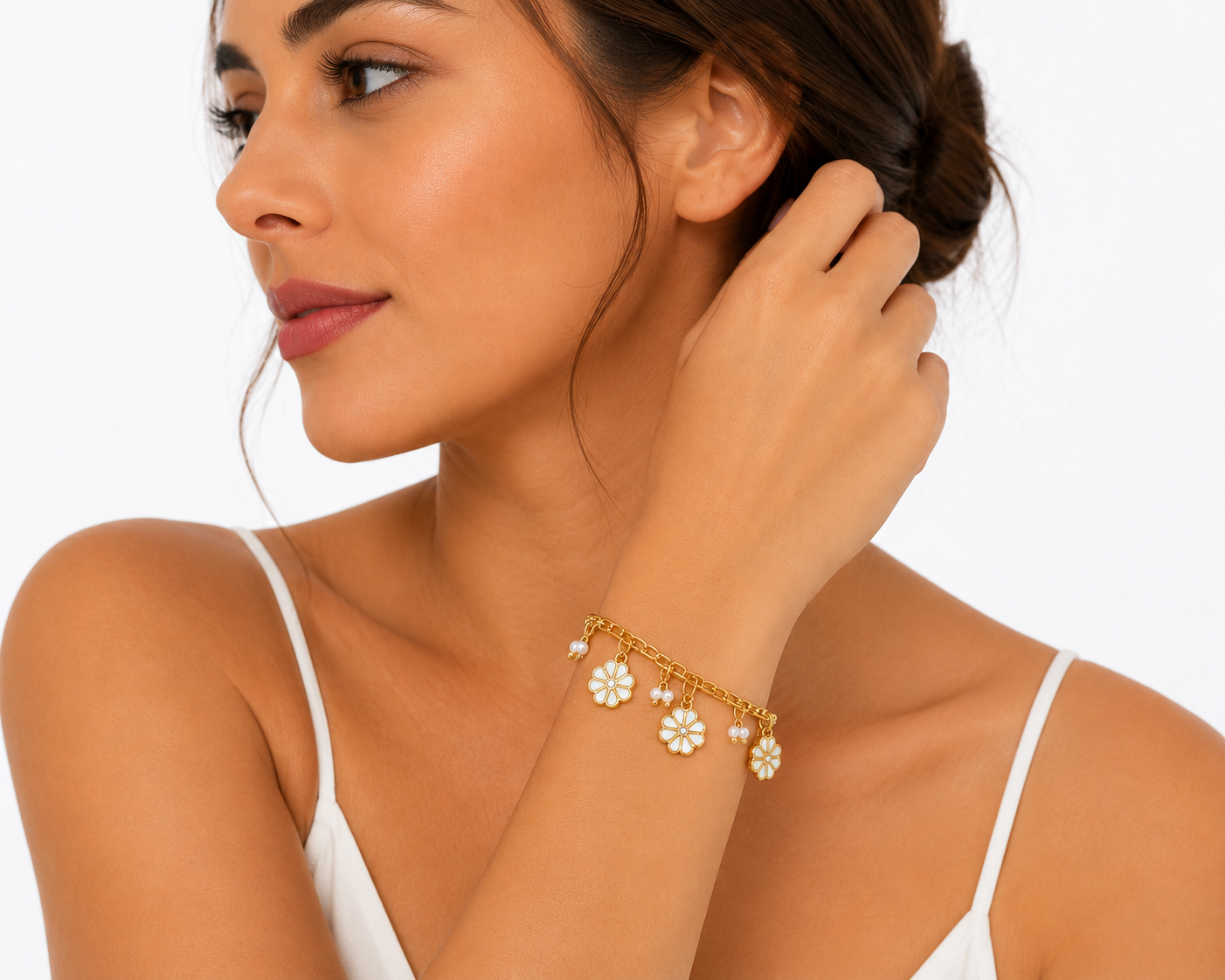 Pulsera Flores y Circonitas Ovaladas