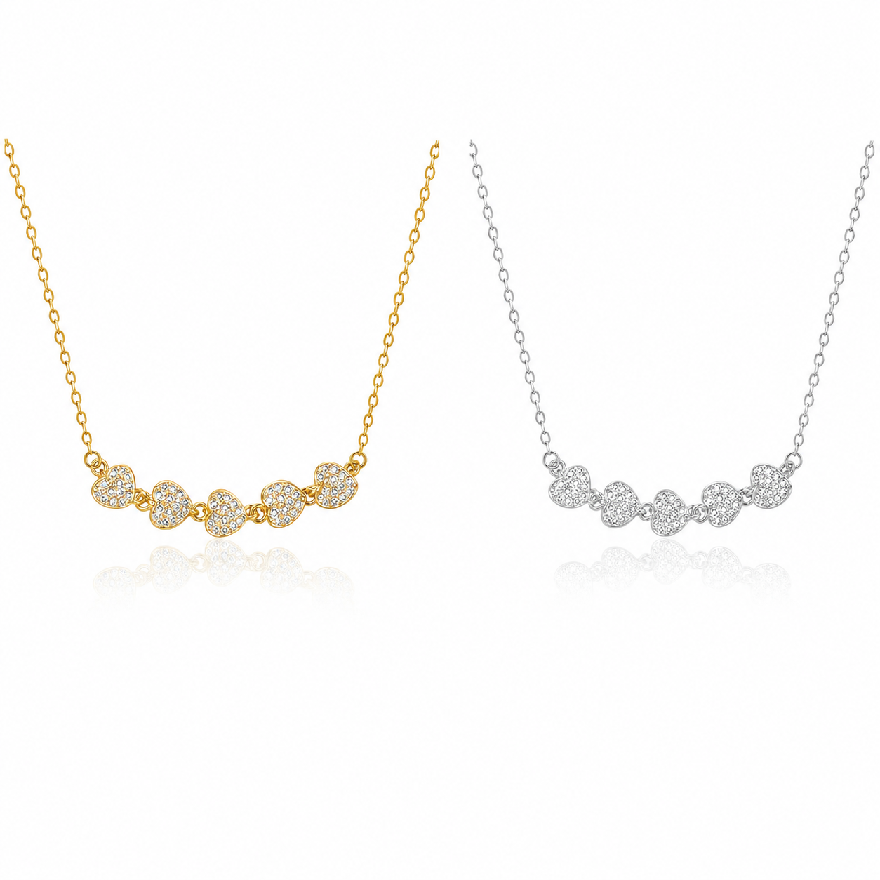 Collar Corazones Encadenados con Circonitas