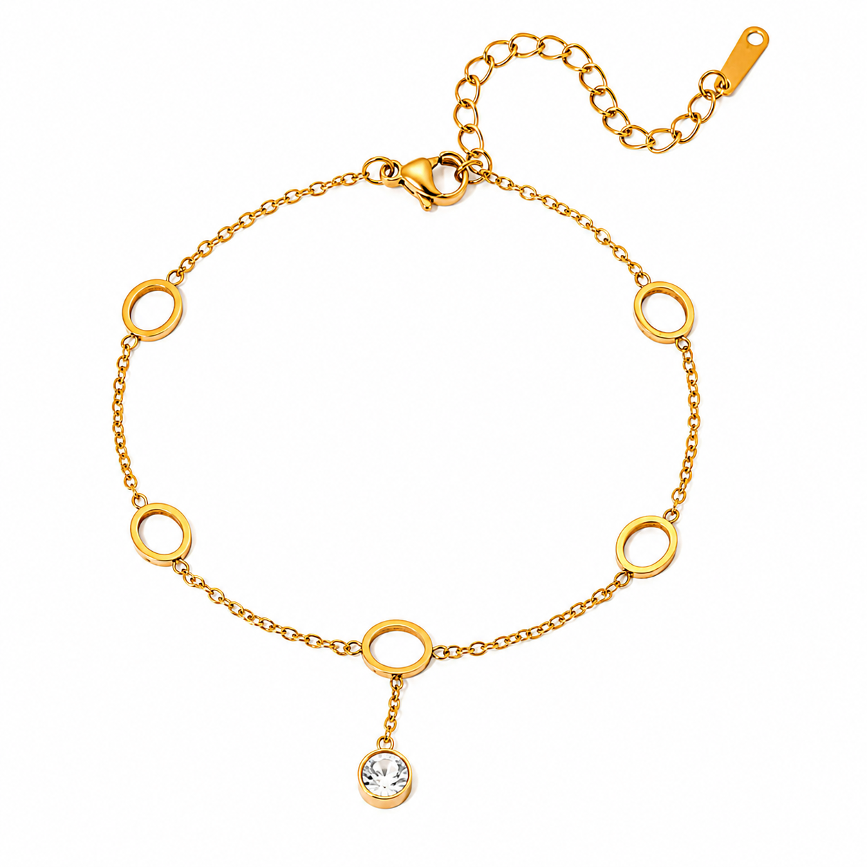 Pulsera flores caladas con dije de circonita