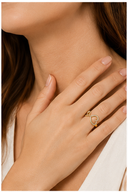 Anillo Doble Corazón con Circonitas
