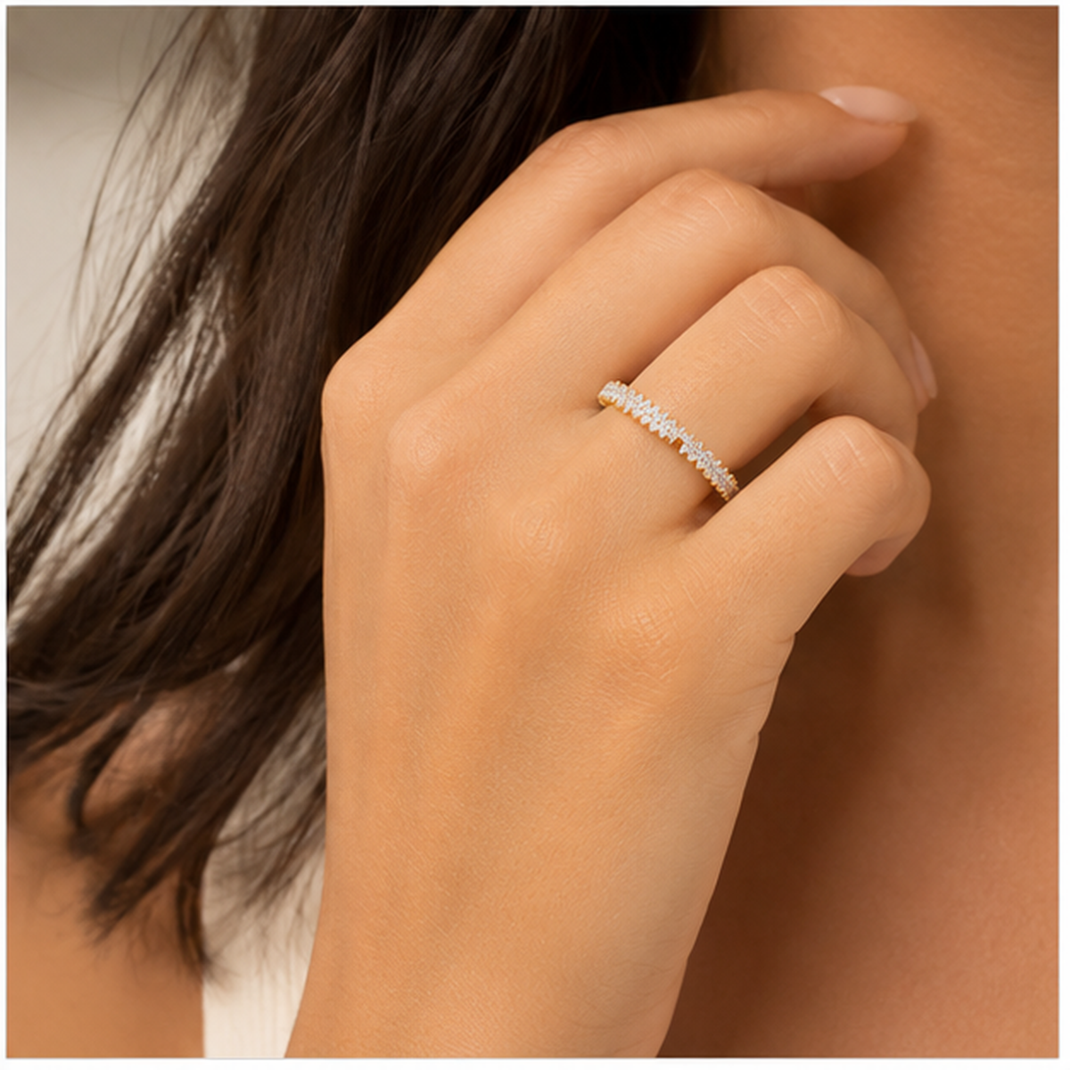 Anillo Ajustable de Circonitas Marquise Doble Fila