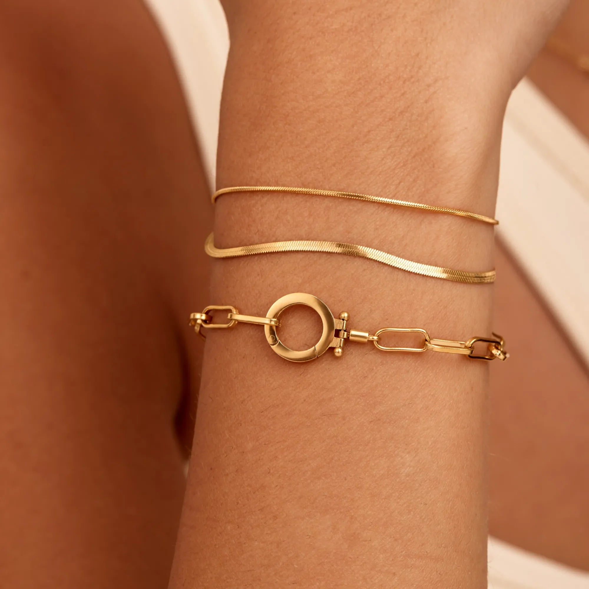 Double Snake Chain Layered Bracelet