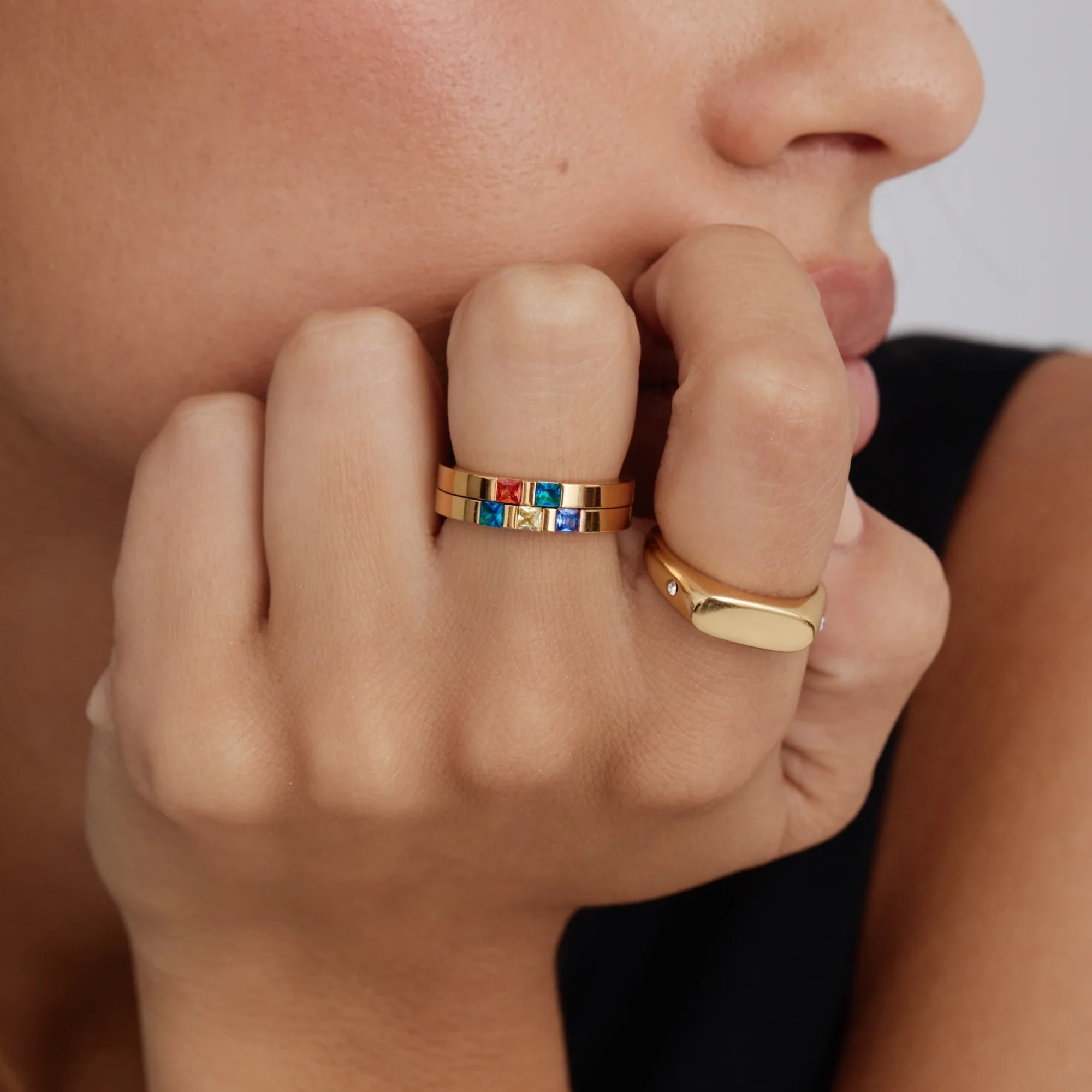 Anillo de sello de estrella gemela