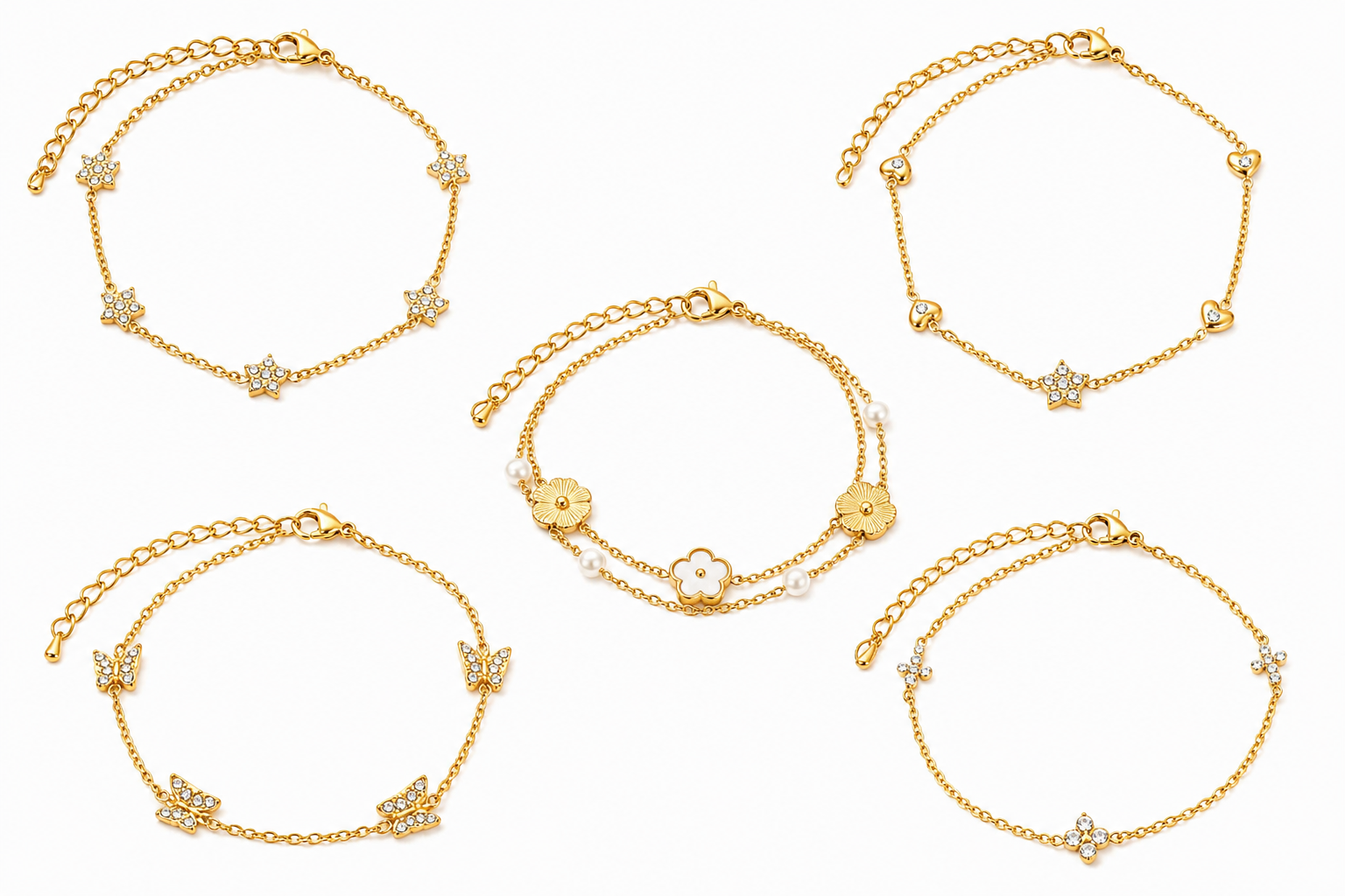 Pulsera doble cadena con dijes