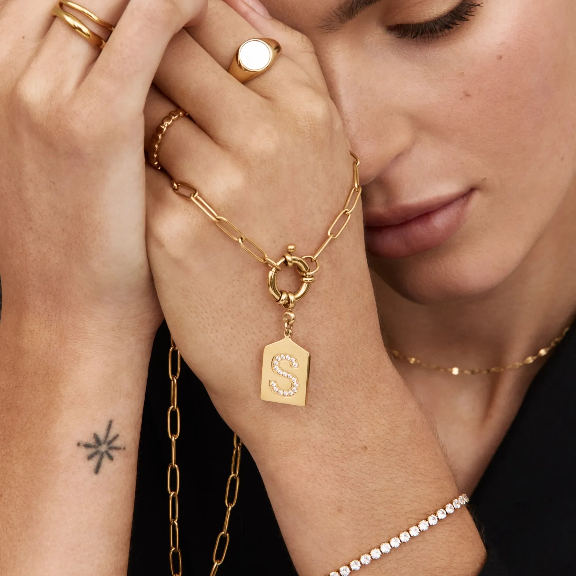 Pavé Initial Pendant Necklace