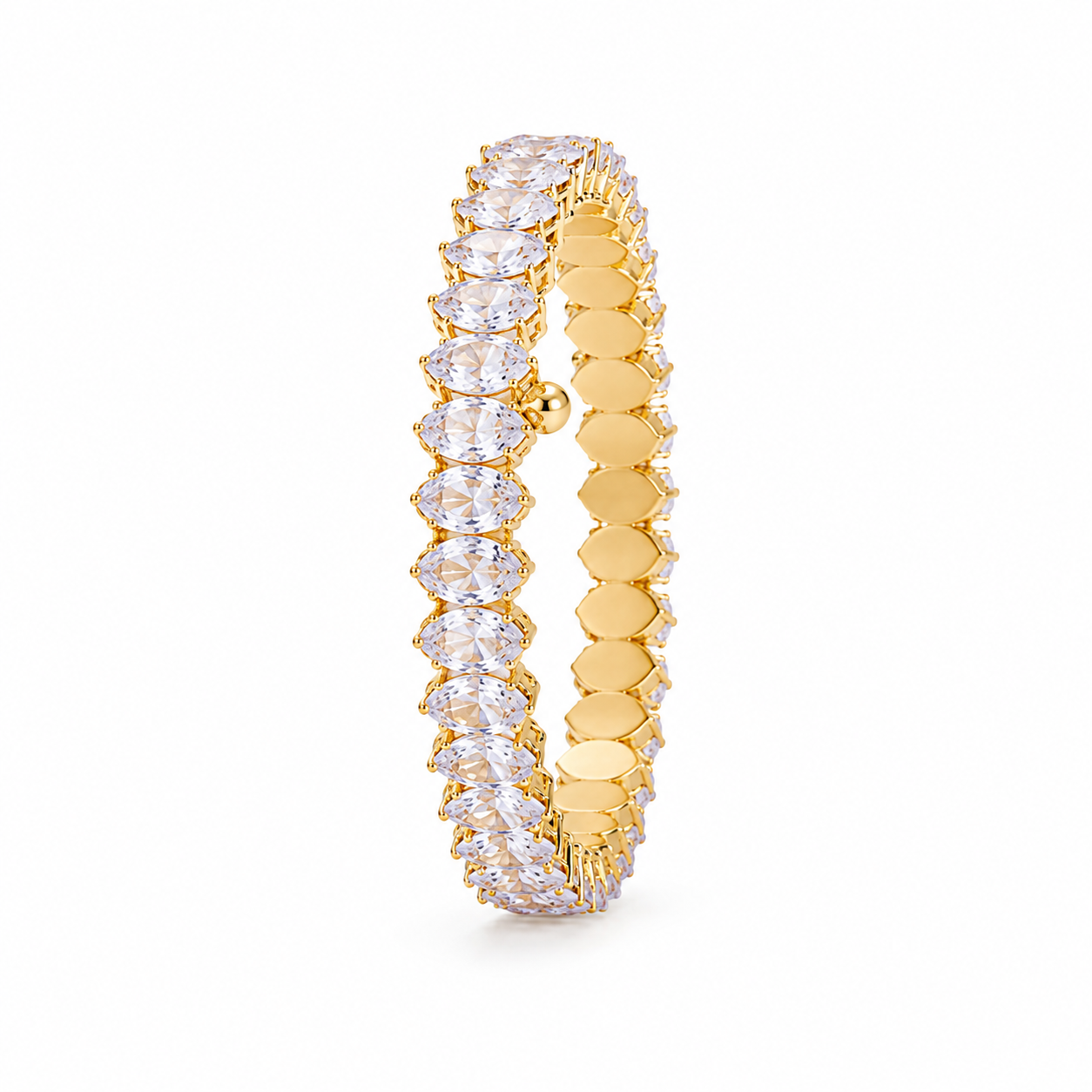 Anillo Ajustable de Circonitas Marquise Doble Fila