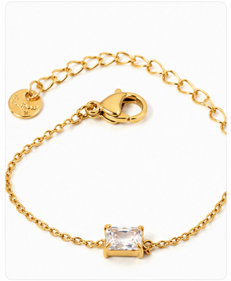 Pulsera minimalista con circonita cuadrada