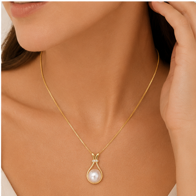 Collar Perla Clásica con Detalle de Circonitas