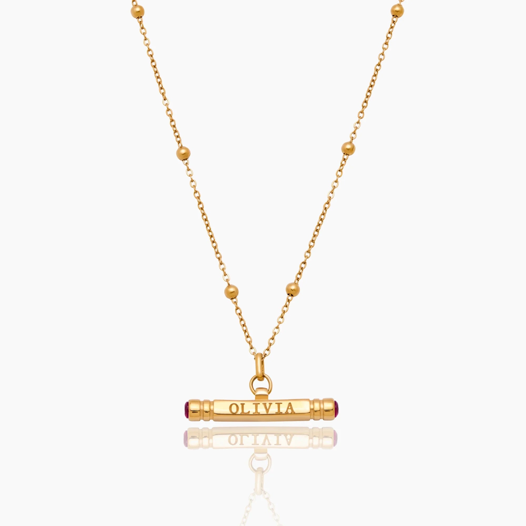 Custom Name & Birthstone T-Bar Necklace