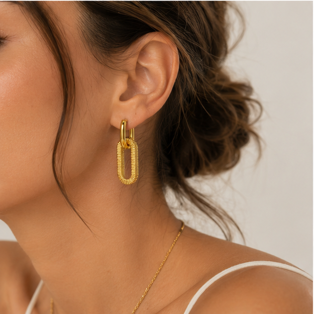 Aretes Eslabón Doble Texturizado