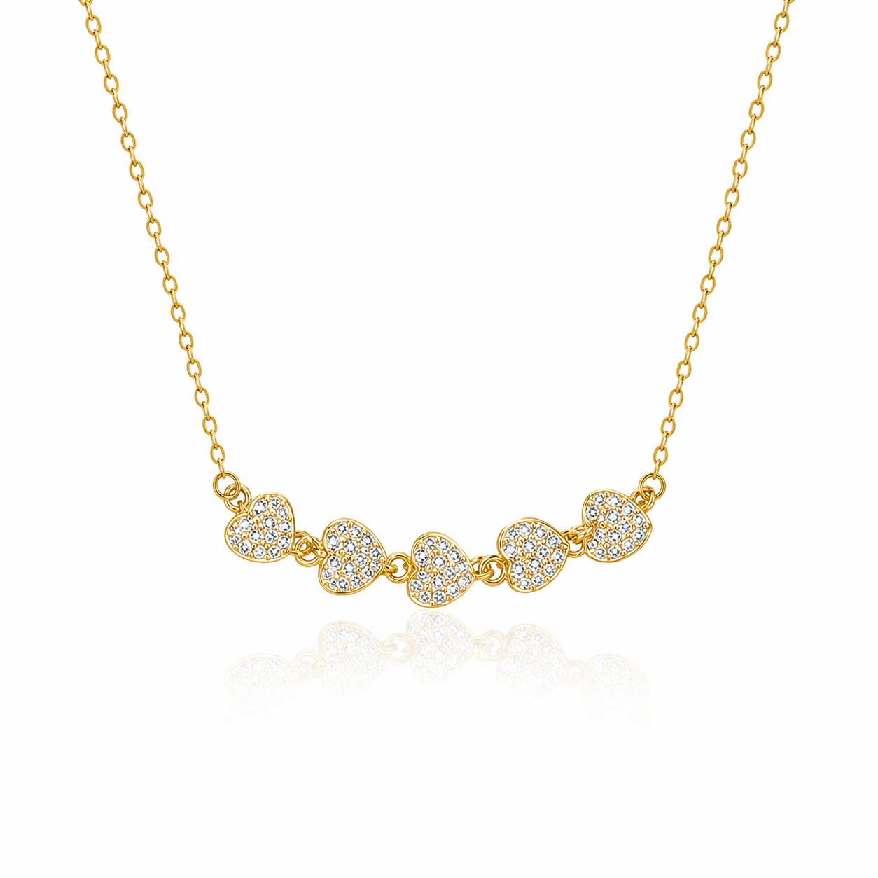 Collar Corazones Encadenados con Circonitas
