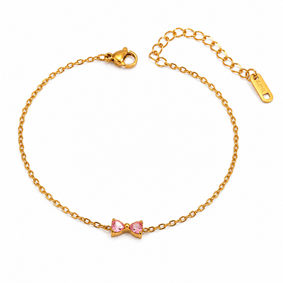 Pulsera Lazo de Circonitas Rosa