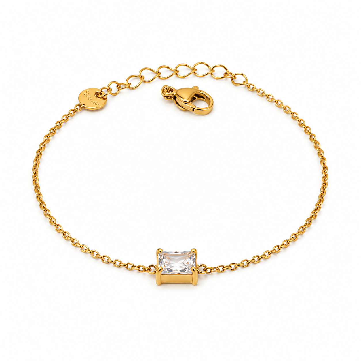 Pulsera minimalista con circonita cuadrada