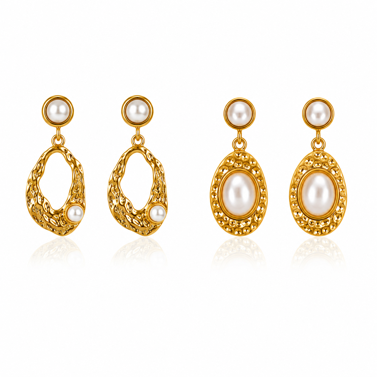 Aretes Textura Fundida con Perlas