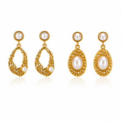 Aretes Textura Fundida con Perlas