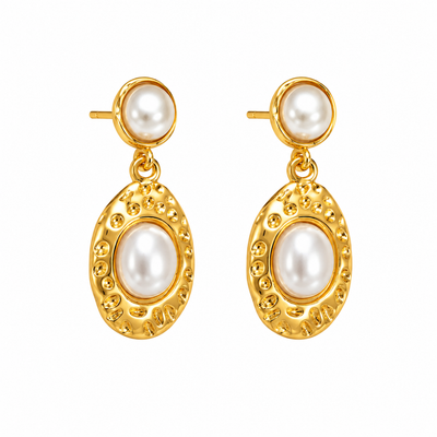 Aretes Textura Fundida con Perlas