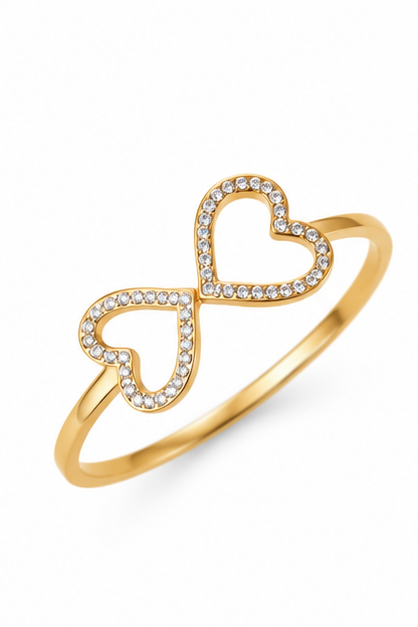 Anillo Doble Corazón con Circonitas