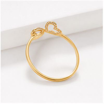 Anillo Doble Corazón con Circonitas