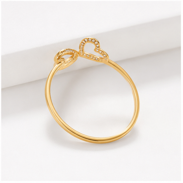 Anillo Doble Corazón con Circonitas