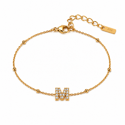 Pulsera inicial "M" con circonitas