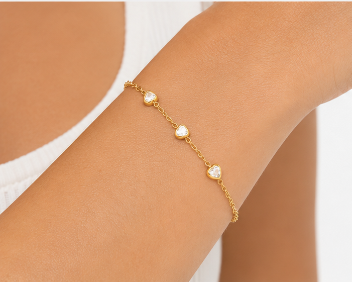 Pulsera Corazones Brillantes