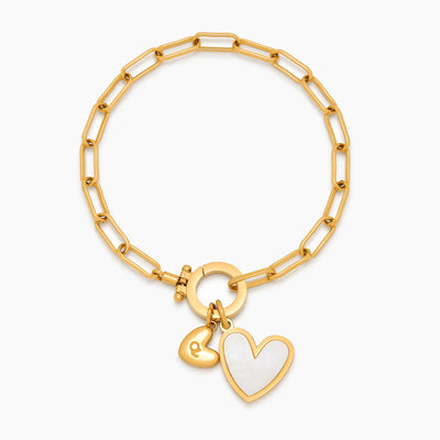 Paperclip Initial Heart Duo Bracelet