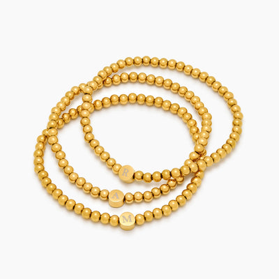 Engraved Initial Beaded Bracelet