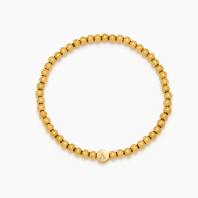 Engraved Initial Beaded Bracelet