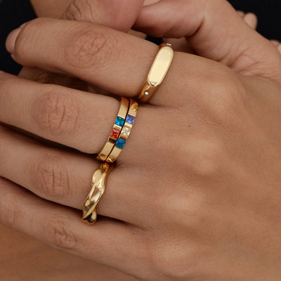Anillo de sello de estrella gemela