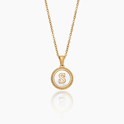 Mother Of Pearl Initial Pendant Necklace