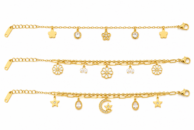 Pulsera Flores y Circonitas Ovaladas