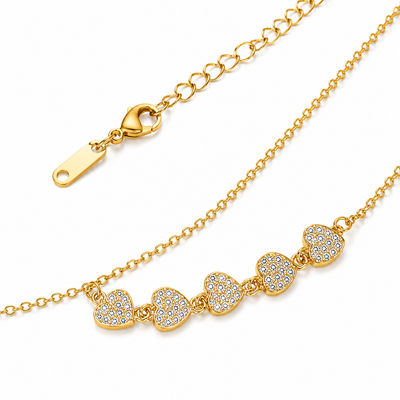 Collar Corazones Encadenados con Circonitas
