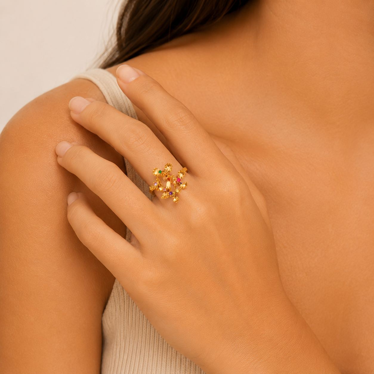 Anillo Jardín Floral Multicolor