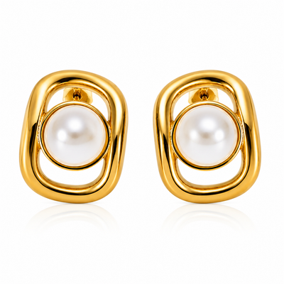 Aretes Espiral Dorada con Perla