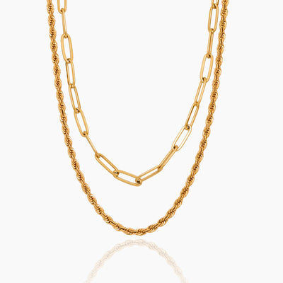 Paperclip & Rope Chain Layered Necklace