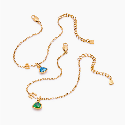 Birthstone Initial Charm Bracelet
