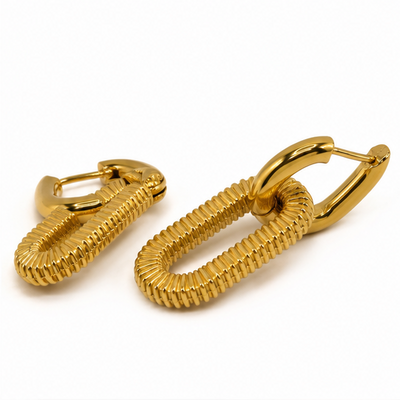 Aretes Eslabón Doble Texturizado
