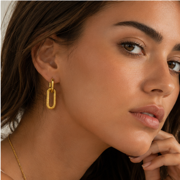 Aretes Eslabón Doble Texturizado